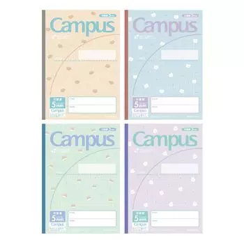 KOKUYO Note Campus Note B5 5 мм сетка, 10 мм сплошная линия, ограниченный набор из 4 узоров «Плюм-зверь» No-30S10-5-L1X4