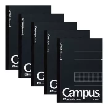 KOKUYO Note Campus Note Graph Ruled Black Pack Semi-B5 5-Book No-4S5-DX5SET