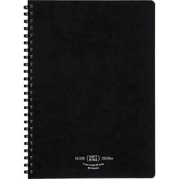 KOKUYO Note Soft Ring Notebook Natural 80 Sheets A5 Black Black A-lined Su-SV638A-D