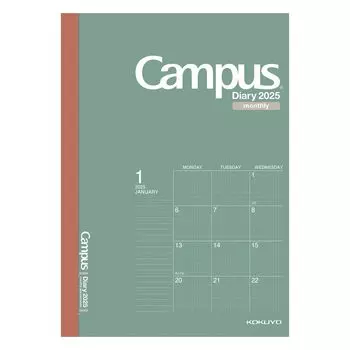 KOKUYO Notebook 2025 Campus Diary Monthly Block Graph Ruled A5 Green Starting in December 2024 Ni-CMSG-A5-25