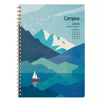 KOKUYO Notebook 2025 Campus Soft Ring Diary Monthly Block A5 Landscape Pattern Starting in December 2024 Ni-SMNL2-A5-25
