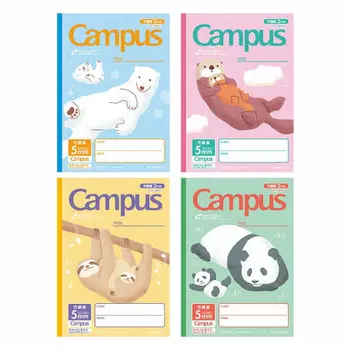 KOKUYO Notebook, Campus Note, By Purpose, B5, 5mm Grid, 10mm Solid Line, Animal Pattern, Set of 4 Books, No-30AS10-5X4