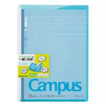 KOKUYO Notebook Cover Campus A4 with Print Storage Pocket Blue No-621AN-B