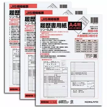 KOKUYO Resume A4 (A3 bi-fold) with 3 large envelopes, 3 sets Shin-5JNX3