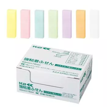 KOKUYO Sticky Notes Strong Adhesive K2 50 мм x 15 мм Pastel 90 листов x 50 7 цветов K2 Me-KP5015X50