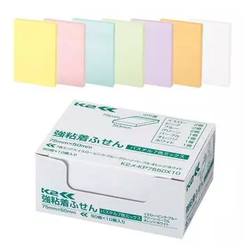 KOKUYO Sticky Notes Strong Adhesive K2 75 мм x 50 мм Пастель 90 листов x 10 книг 7 цветов K2 Me-KP7550X10