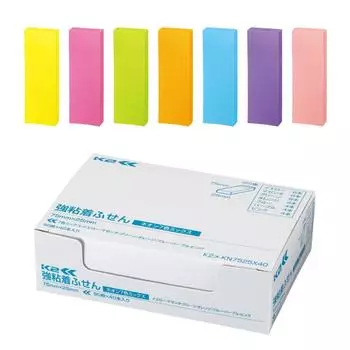 Kokuyo Sticky Notes Strong Adhesive K2 75mm x 25mm Neon Colors 90 Sheets x 40 7 Colors K2 Me-KN7525X40