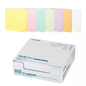 Kokuyo Sticky Notes Strong Adhesive K2 75mm x 75mm Pastel 90 Sheets x 20 Books 7 Colors K2 Me-KP7575X20