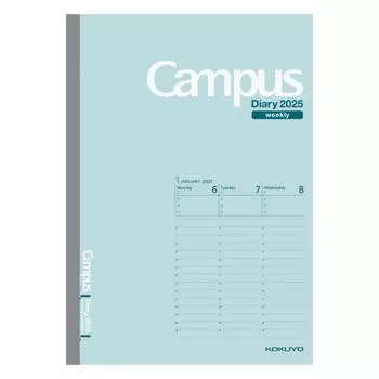 KOKUYO Тетрадь 2025 Campus Diary Weekly Vertical A5 светло-зеленая начинается в январе 2025 Ni-CWVLG-A5-25 светло-зеленый