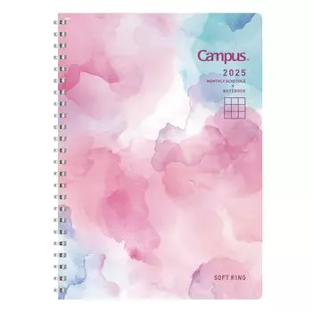 KOKUYO Тетрадь 2025 Campus Soft Ring Diary Monthly Block A5 Ink Art Pattern Начиная с декабря 2024 Ni-SMNL1-A5-25