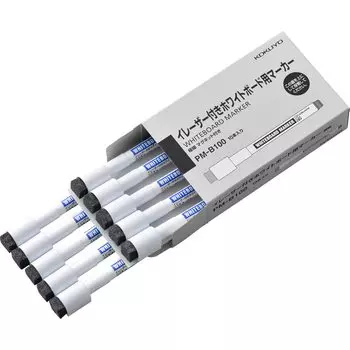 KOKUYO Whiteboard Marker with Eraser and Magnet, Extra Fine Blue, Set of 10 PM-B100BX10SET