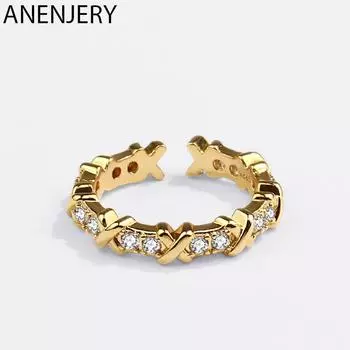 Кольца ANENJERY для женщин и мужчин, французские кольца с геометрическим крестом и CZ, ювелирные изделия, подарки, новые Resizable
