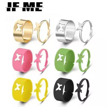 Кольца-бабочки 17 км золотого и серебряного цвета для женщин и мужчин, регулируемые кольца для пар со звездой и луной, комплект свадебных украшений для дружбы