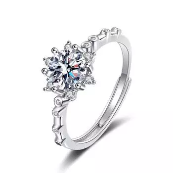 Кольца Bague Ringen со снежинками, 1 карат, цветное кольцо с муассанитом для женщин, рождественский подарок, романтическое зимнее ювелирное изделие из стерлингового серебра 925 пробы 1ct adjustable синий