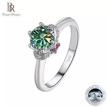 Кольца BagueRingen из настоящего стерлингового серебра S925, женские кольца с бриллиантом 1 карат D-цвета из муассанита для свадьбы, помолвки, роскошные ювелирные изделия 5 белый