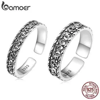 Кольца BAMOER из стерлингового серебра 925 пробы с винтажным узором в стиле панк для женщин, индивидуальные ювелирные изделия, подарок B