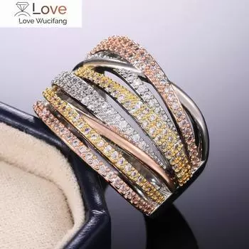 Кольца-бандажи CAOSHI с бриллиантами и кристаллами для женщин, перекрывающийся дизайн, полностью вымощенный кубическим цирконием, модные украшения для вечеринок, подарок на День святого Валентина 9