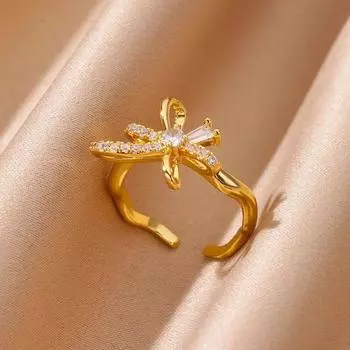 Кольца-банты из циркония для женщин, обручальное кольцо из нержавеющей стали золотого цвета с бантом, женское эстетическое украшение, подарок на день рождения для девочек