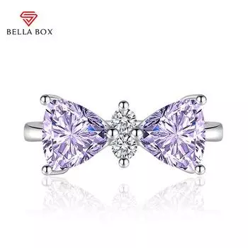 Кольца BELLA BOX с бантом и изменяемым размером для женщин, циркон, помолвка, ювелирные украшения, подарок Adjustable Opening зелёный