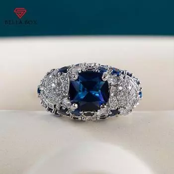 Кольца Bella Box с имитацией сапфира для Wemon, высокое качество, блестящий цирконий, изящные женские нежные аксессуары, ювелирные изделия 6 синий