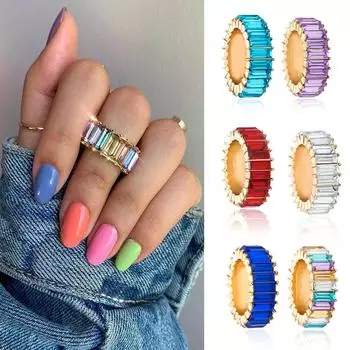 КОЛЬЦА BLUELANS Полный квадратный палец Свадебные женские инкрустированные вечерние кольца ювелирные изделия подарок фиолетовый