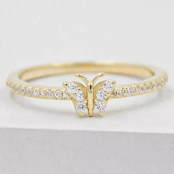 Кольца Canner из стерлингового серебра 925 пробы с бабочкой и цирконием с бриллиантами для женщин и девочек, позолоченные, элегантные ювелирные изделия, подарки 6