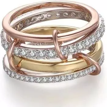 Кольца-цепочки из латуни с многоцветным цирконием для женщин, дизайнерские ювелирные изделия T Show Club Cocktail Party, редкие, японские, корейские, INS