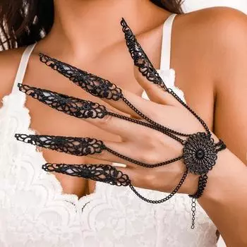 Кольца-цепочки на запястье в стиле готический панк, браслеты для женщин и девочек, Дубай, индийские кольца для ногтей со звеньями, браслеты, ручные браслеты, ювелирные изделия