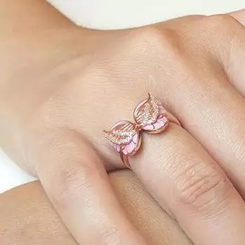 Кольца Цирконовые кольца Женские подарочные украшения Кольца для девочек Обручальные кольца 5 розовый