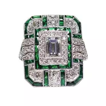 Кольца Цирконовые кольца Женские подарочные украшения Кольца для девочек Обручальные кольца Женские кольца 8 зелёный