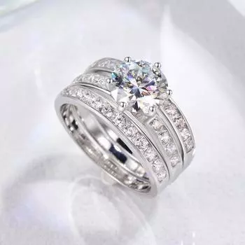 Кольца COSFIX 2CT Moissanite для женщин, роскошное женское кольцо с бриллиантом Moissanite цвета D, обручальное женское кольцо с муассанитом 56789