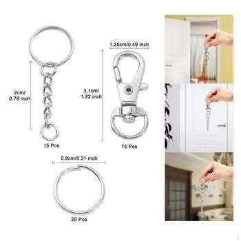 Кольца для ключей, кольца для ключей, соединитель с застежкой-лобстером, металлические открытые прыжки и цепи,