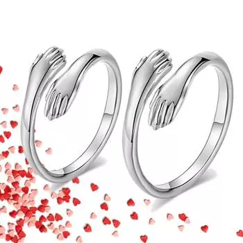 Кольца для объятий для женщин, регулируемые открытые кольца-манжеты, вечерние свадебные кольца для пар, винтажные ювелирные изделия серебряный