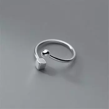 Кольца для пальцев с квадратными круглыми бусинами из стерлингового серебра 925 пробы для женщин и девочек, свадебные украшения в стиле панк, новые прямые поставки Resizable