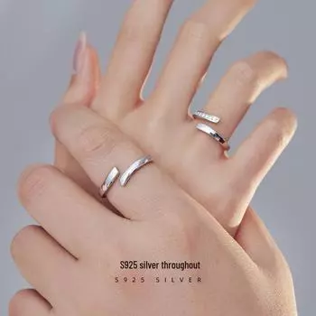 Кольца для пар Banyan Tree S925 Silver Mobius с корейским микро-инкрустированным дизайном RS1005, female золотой