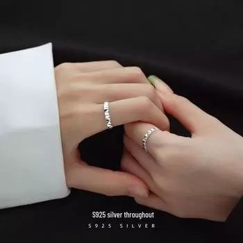 Кольца для пар Banyan Tree S925 Silver Starry Sky: Элегантный, гладкий ромбовидный дизайн, эстетика высшего класса, регулируемая посадка Women’s, Adjustable opening