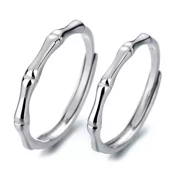 Кольца для пар из стерлингового серебра S925, простой и легкий роскошный дизайн, пара зеленых сливовых бамбуковых колец в виде лошади opening adjustable