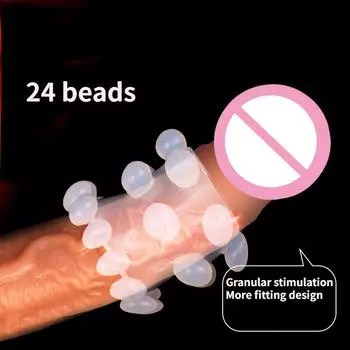 Кольца для пениса Кольца для пениса 24 бусины Насадка для пениса Задержка эякуляции Эластичность Кольцо для пениса Секс-игрушки для мужчин Кольца Секс-шоп