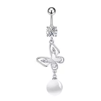 Кольца для пирсинга пупка с цирконом в форме сердца из нержавеющей стали, кольцо для пирсинга пупка в виде бабочки для женщин, украшение для тела