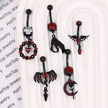 Кольца для пирсинга пупка в стиле готики-панка, летучей мыши и бабочки, для женщин и девочек, на Хэллоуин, украшения для тела, аксессуары, подарок