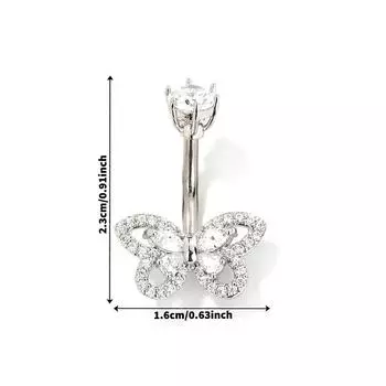 Кольца для пирсинга пупка в виде бабочки из нержавеющей стали, штанга для пирсинга пупка для женщин, кольцо для пупка с цирконом, сексуальные украшения для тела, подарки