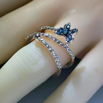 Кольца для помолвки с бабочкой из циркона для женщин, модный бренд, ювелирные изделия, подарок 6 золотой