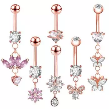 Кольца для пупка 14 г, штанги из нержавеющей стали для женщин и девочек, кольца для пупка GZ, украшения для тела, пирсинг пупка