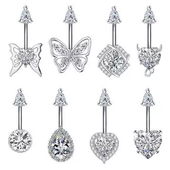 Кольца для пупка из нержавеющей стали для женщин и девочек, сексуальное кольцо для пупка из циркония, пирсинг, ювелирные изделия, аксессуары, подарок
