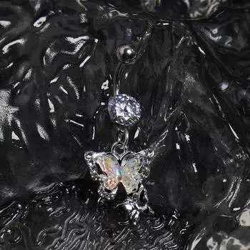 Кольца для пупка из нержавеющей стали с цветной бабочкой для женщин, сексуальные кольца для пирсинга пупка из циркония, украшения для пирсинга тела