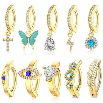 Кольца для пупка серии 14G, обратная штанга для пупка, ювелирные изделия для пирсинга, стальное кольцо в форме бабочки и креста, изогнутое в форме пупка #1 серебряный