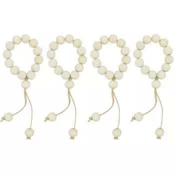 Кольца для салфеток из деревянных бусин, держатели для салфеток с кисточками, пряжки ручной работы в стиле бохо для украшения стола на Рождество, свадьбу, дом, ферму