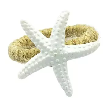 Кольца для салфеток «Морская звезда» Белые держатели для салфеток в виде морских звезд Кольца для салфеток в прибрежном стиле для вечеринки в пляжной тематике, званого ужина, свадебного декора стола 1pc