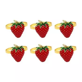 Кольца для салфеток с клубникой и лимоном Кольца для салфеток из сплава Кольца для салфеток