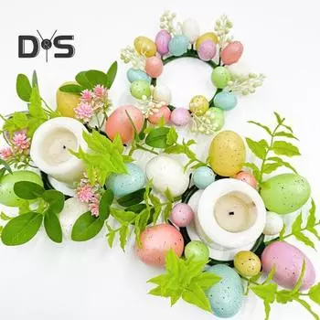 Кольца для свечей в виде пасхальных яиц, венок, искусственный подсвечник в виде пасхального яйца, мини-венок, кольцо для свечей в виде весеннего яйца для праздничного декора дома и офиса B